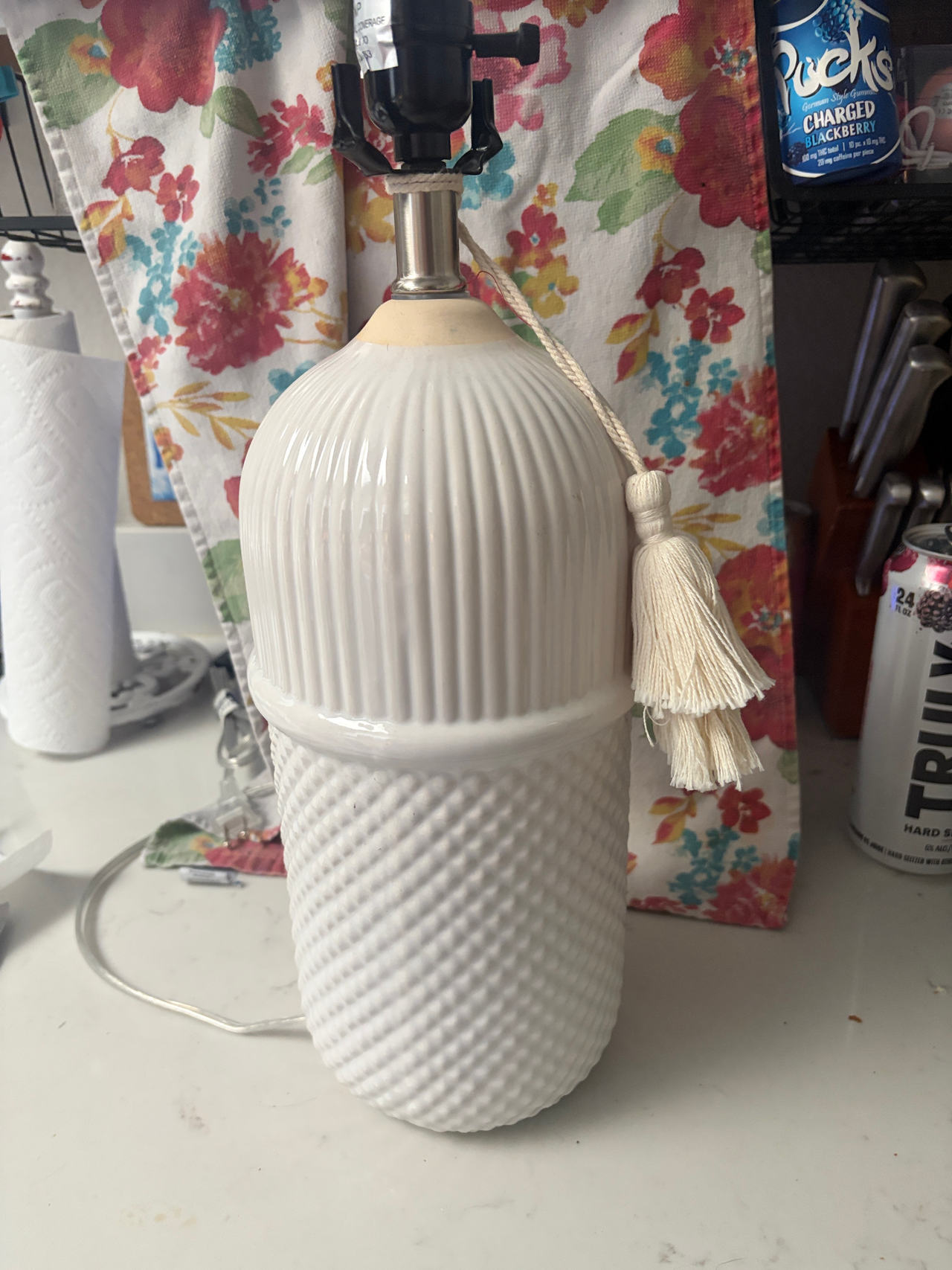 Opalhouse Textured Ceramic Table Lamp with Tassel