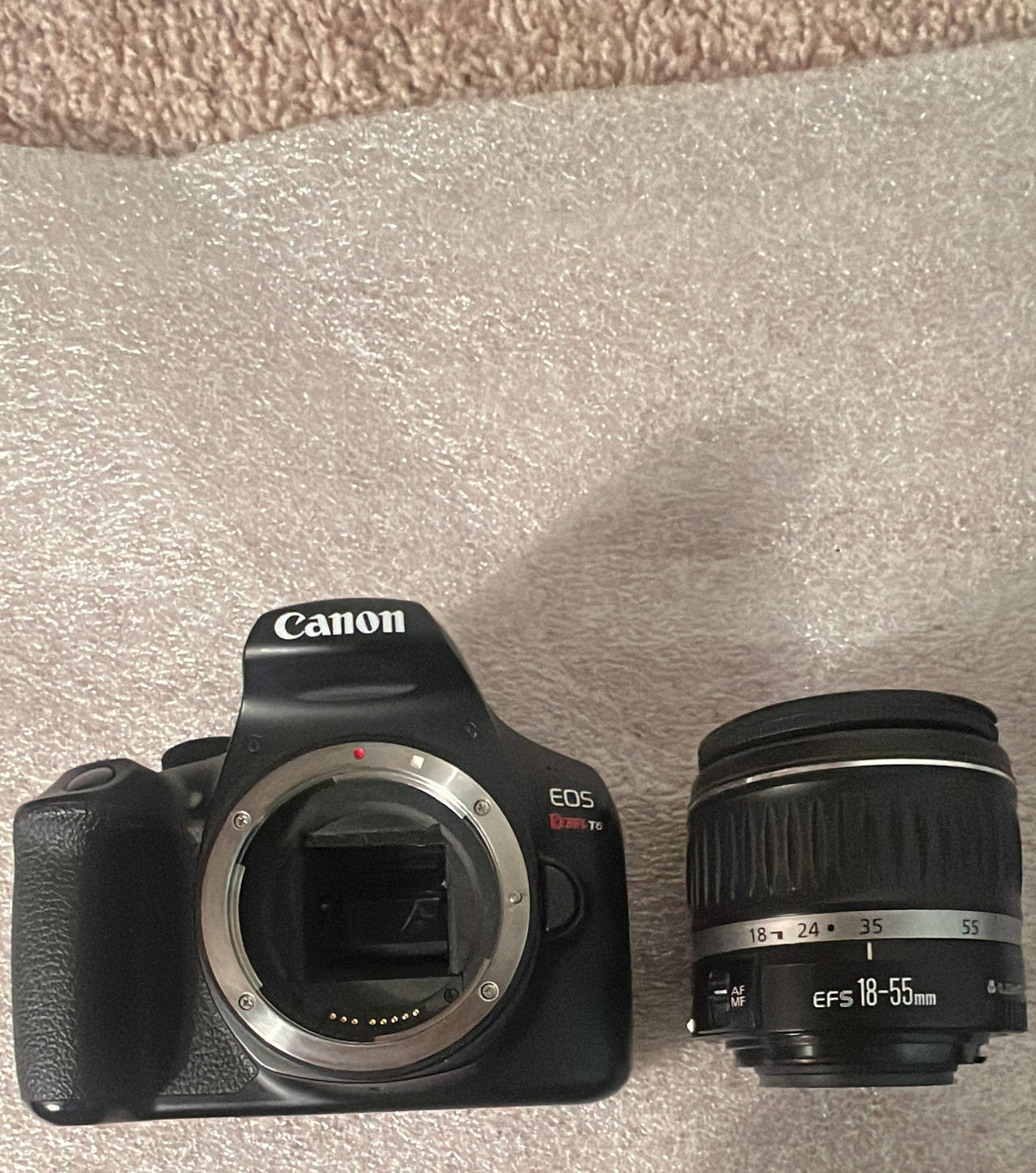 Canon EOS Rebel T6 with EF-S 18-55mm f/3.5-5.6 IS II Lens no charger