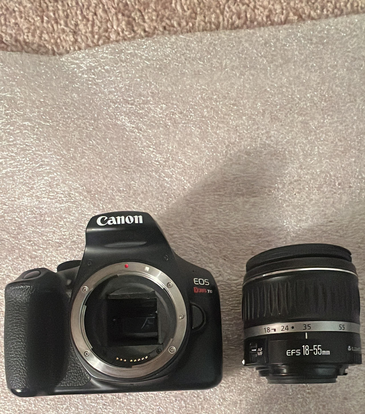 Canon EOS Rebel T6 with EF-S 18-55mm f/3.5-5.6 IS II Lens no charger