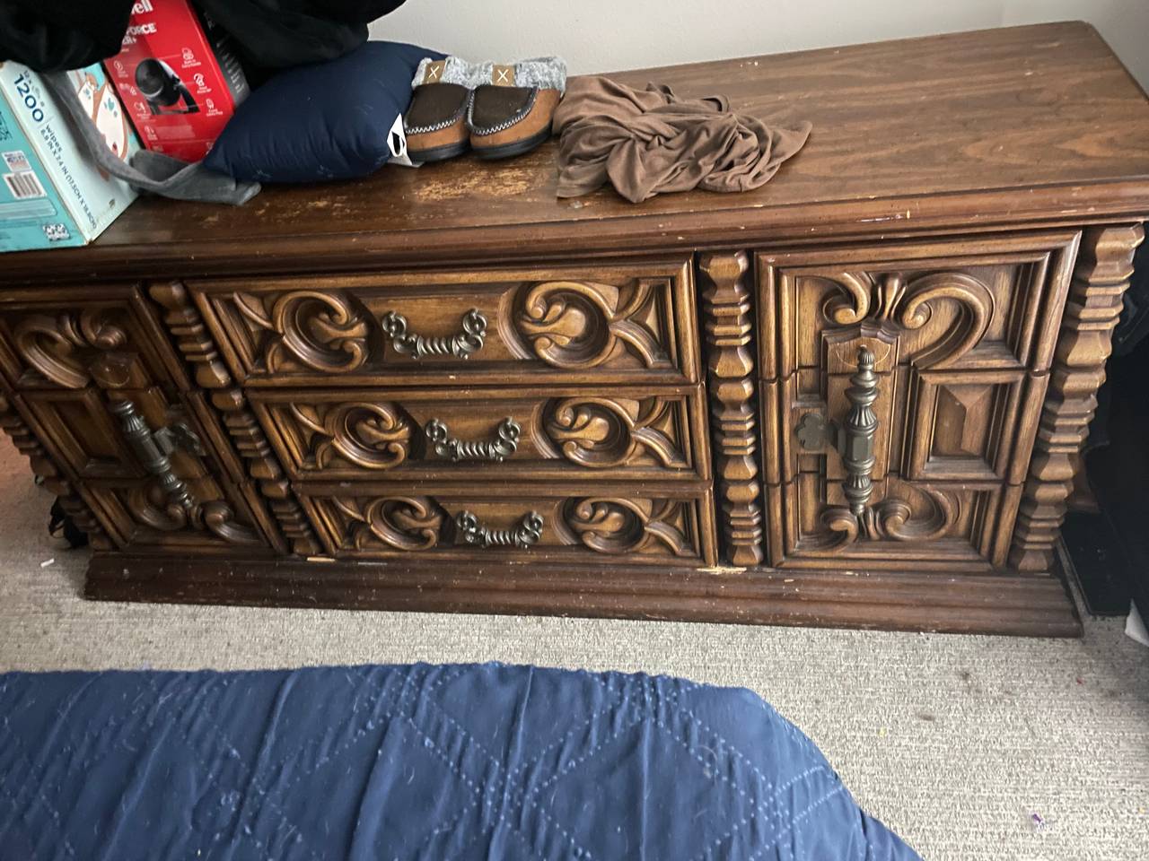 Vintage Ornate Wood Dresser