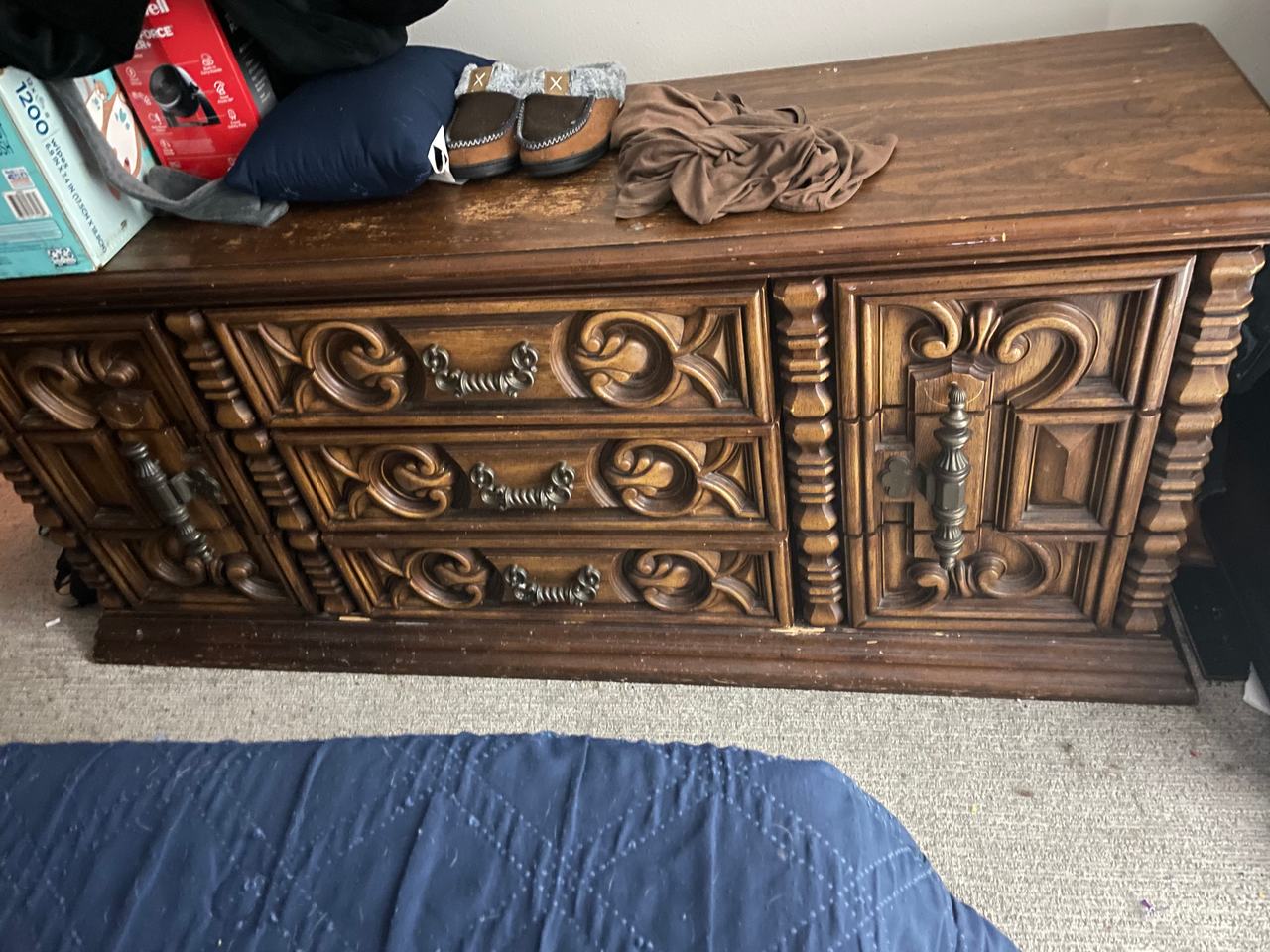 Vintage Ornate Wood Dresser