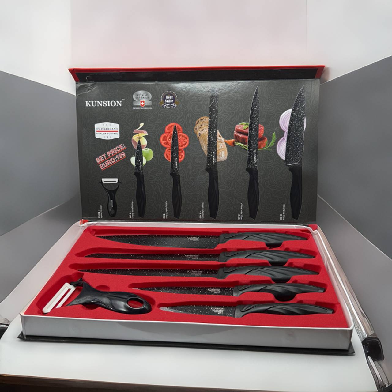 Kunsion 6-Piece Non-Stick Marble Coating Knife Set