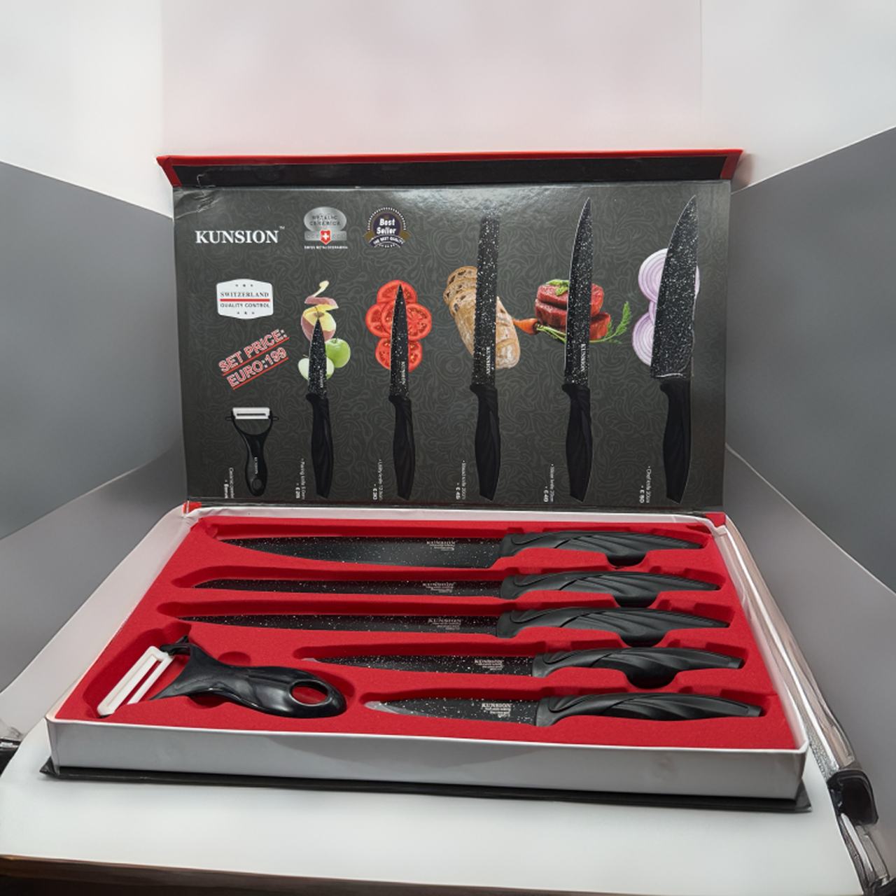 Kunsion 6-Piece Non-Stick Marble Coating Knife Set