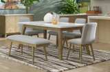 6-Piece Dining Set with Marble Veneer Top - Image 1