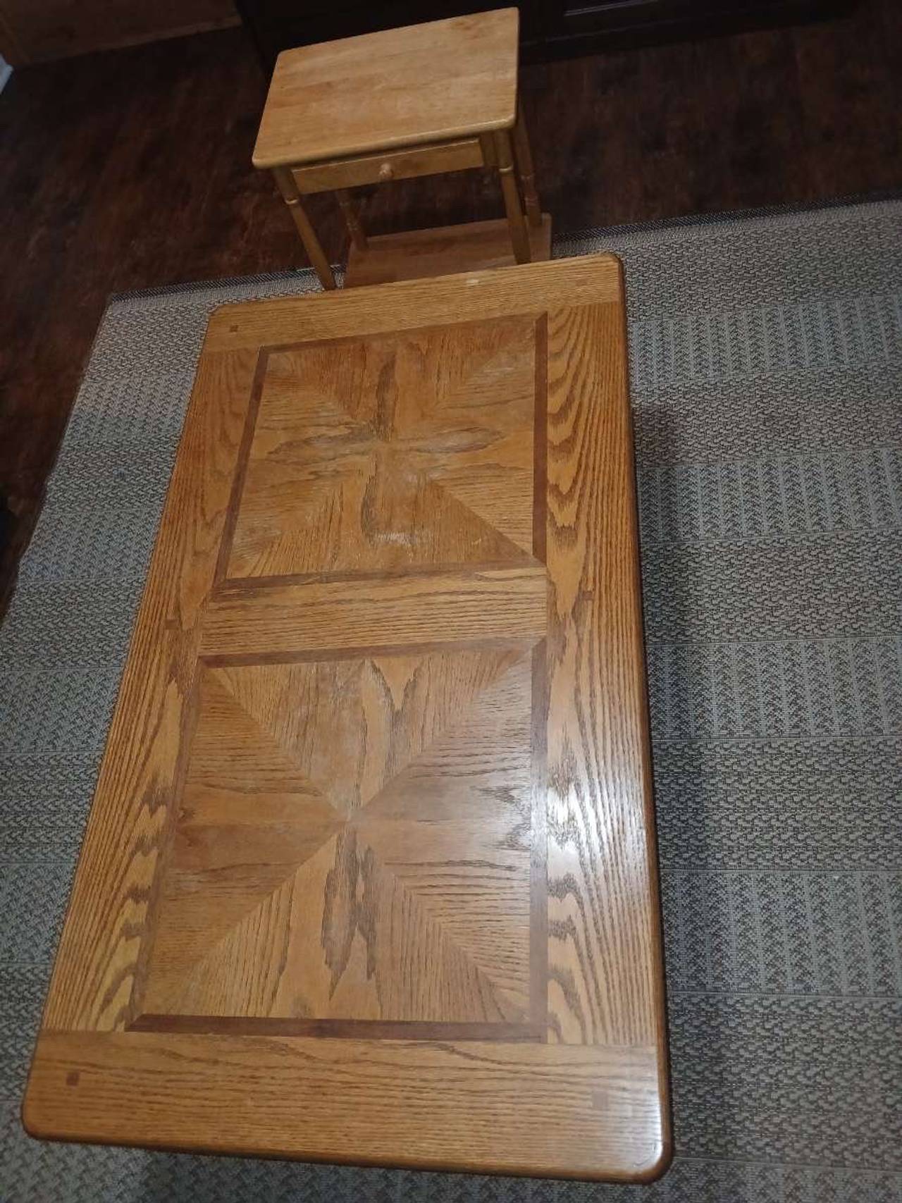 Oak Coffee Table and End Table Set