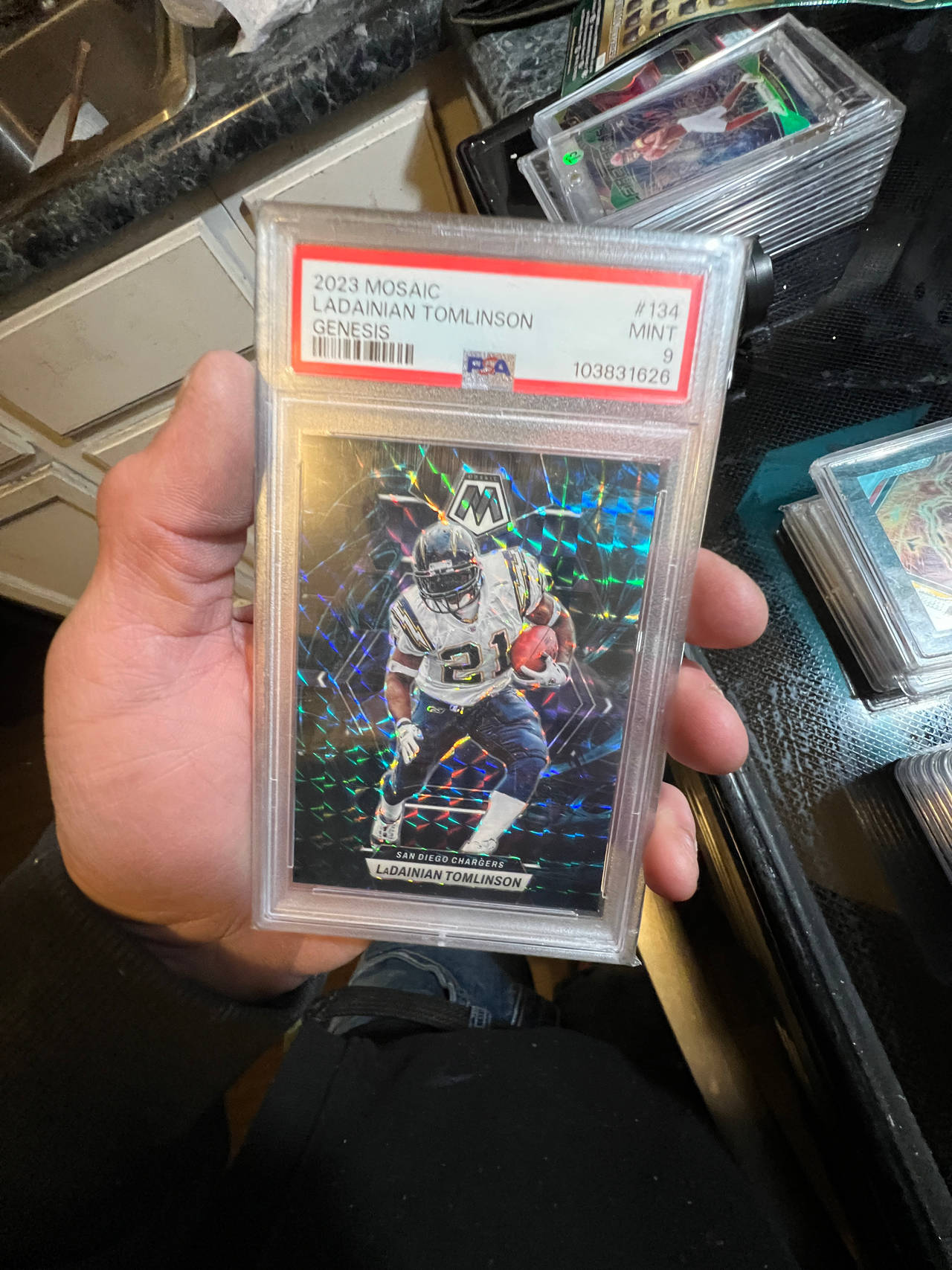 2023 Panini Mosaic LaDainian Tomlinson Genesis #134 PSA 9