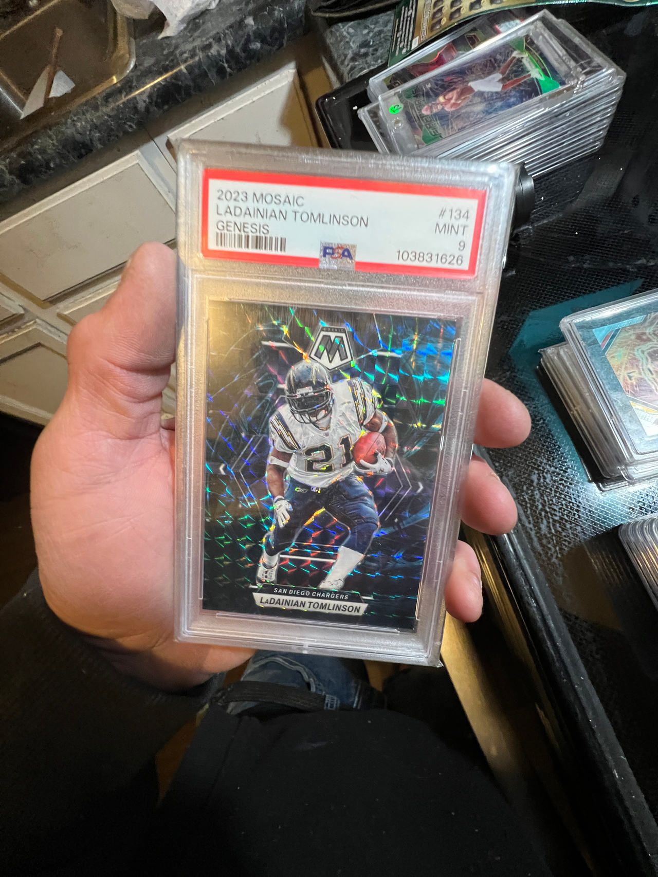 2023 Panini Mosaic LaDainian Tomlinson Genesis #134 PSA 9