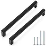 Probrico Black Stainless Steel Square Bar Cabinet Handles 10 Pack - Image 2