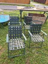 Metal Woven Strap Folding Patio Chairs - Image 2