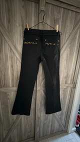 Unique Caché Black Jeans with leopard trim! Pants Size 6 - Image 4