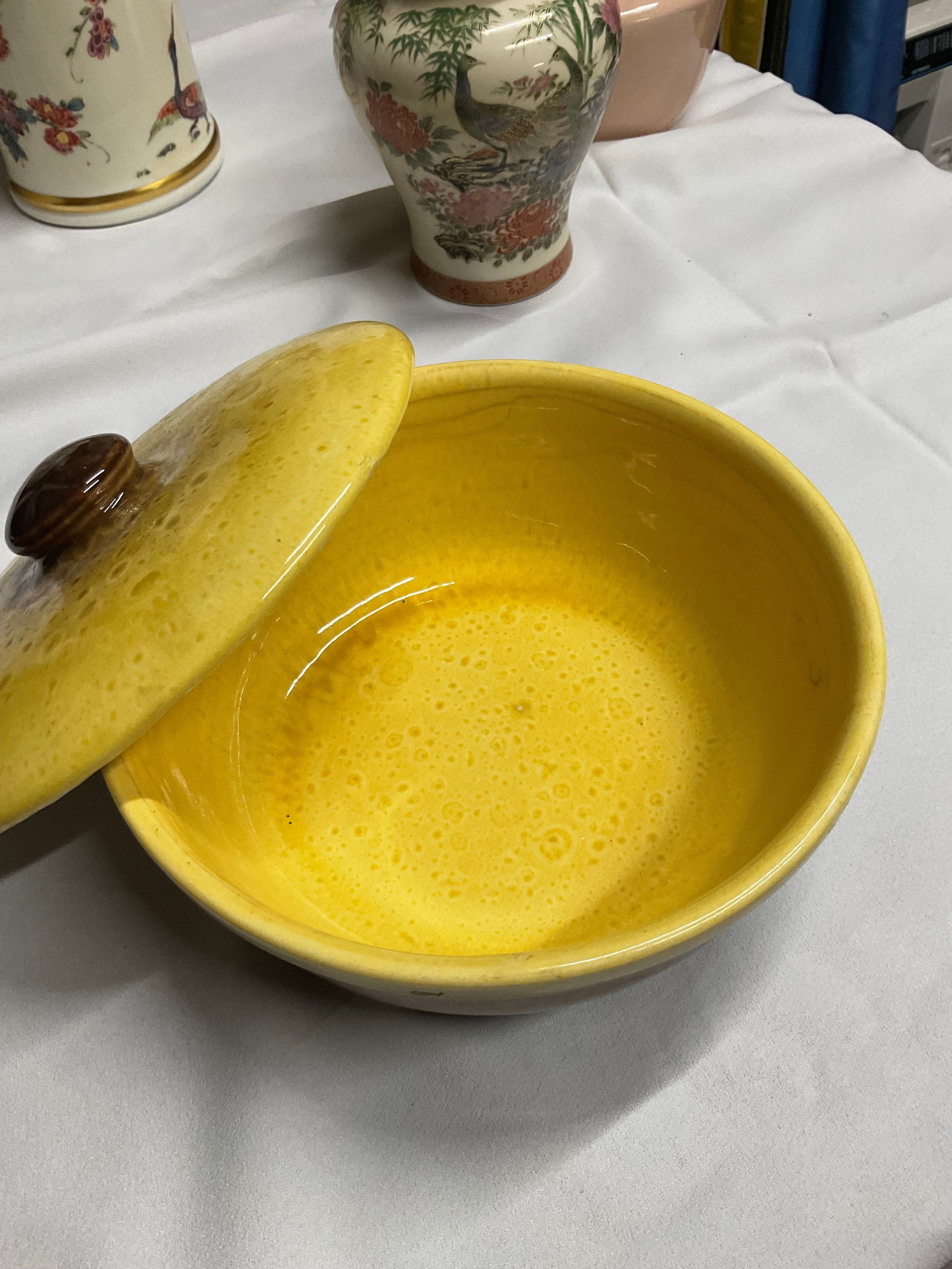 Vintage Glazed Ceramic Covered Casserole Dish - Image 2