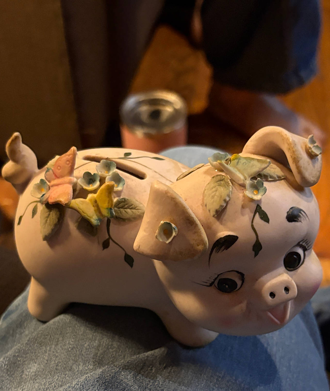 Lefton Floral Butterfly Piggy Bank