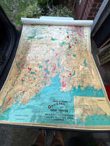 Vintage Hearne Brothers New Haven CT Trading Area Wall Map 50x68 Laminated - Image 1