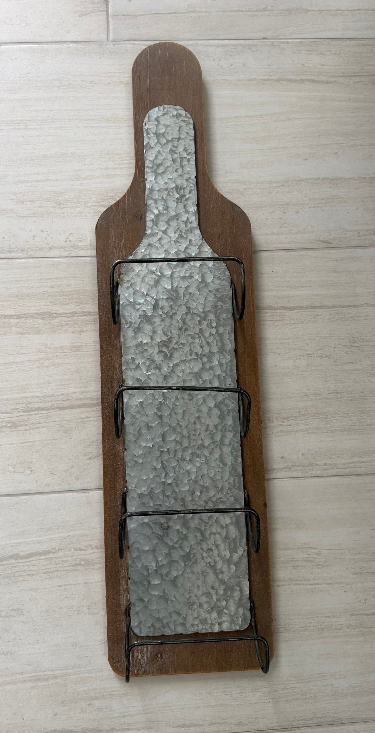 Wall Mounted Wood and Galvanized Metal Wine Rack