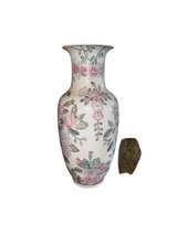 Vintage Chinese Famille Rose Floral Porcelain Vase - Image 2