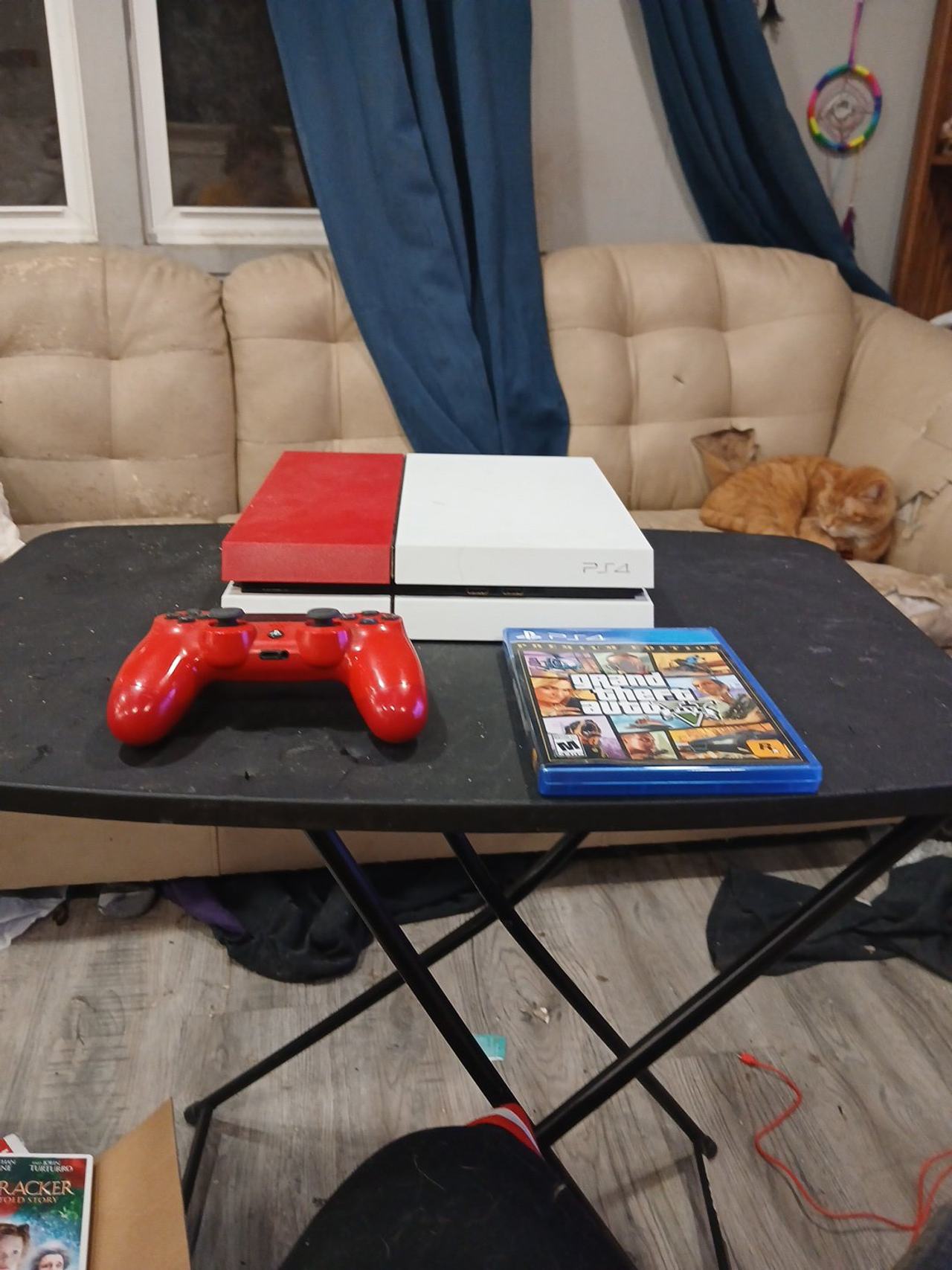 Sony PlayStation 4 Console White with Red Controller and GTA V