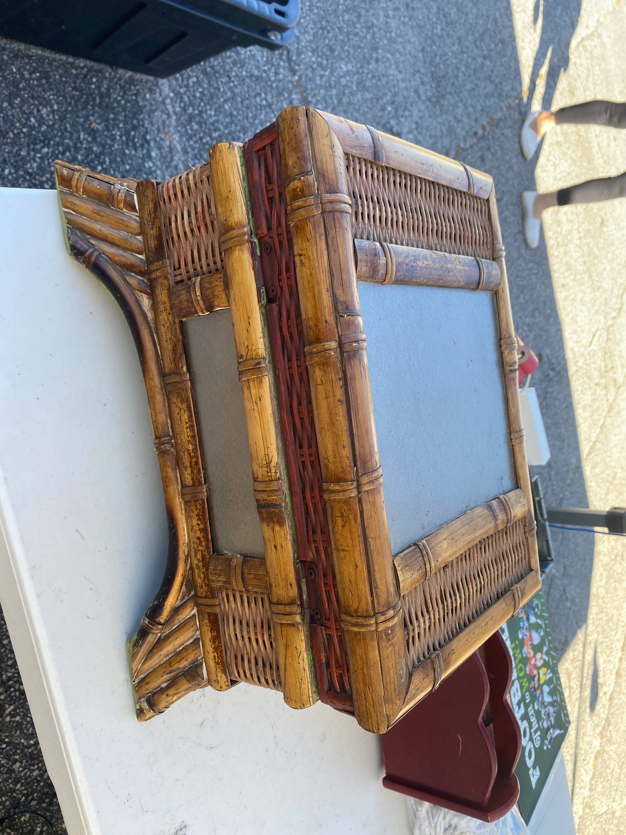 Vintage Bamboo and Wicker Magazine Rack