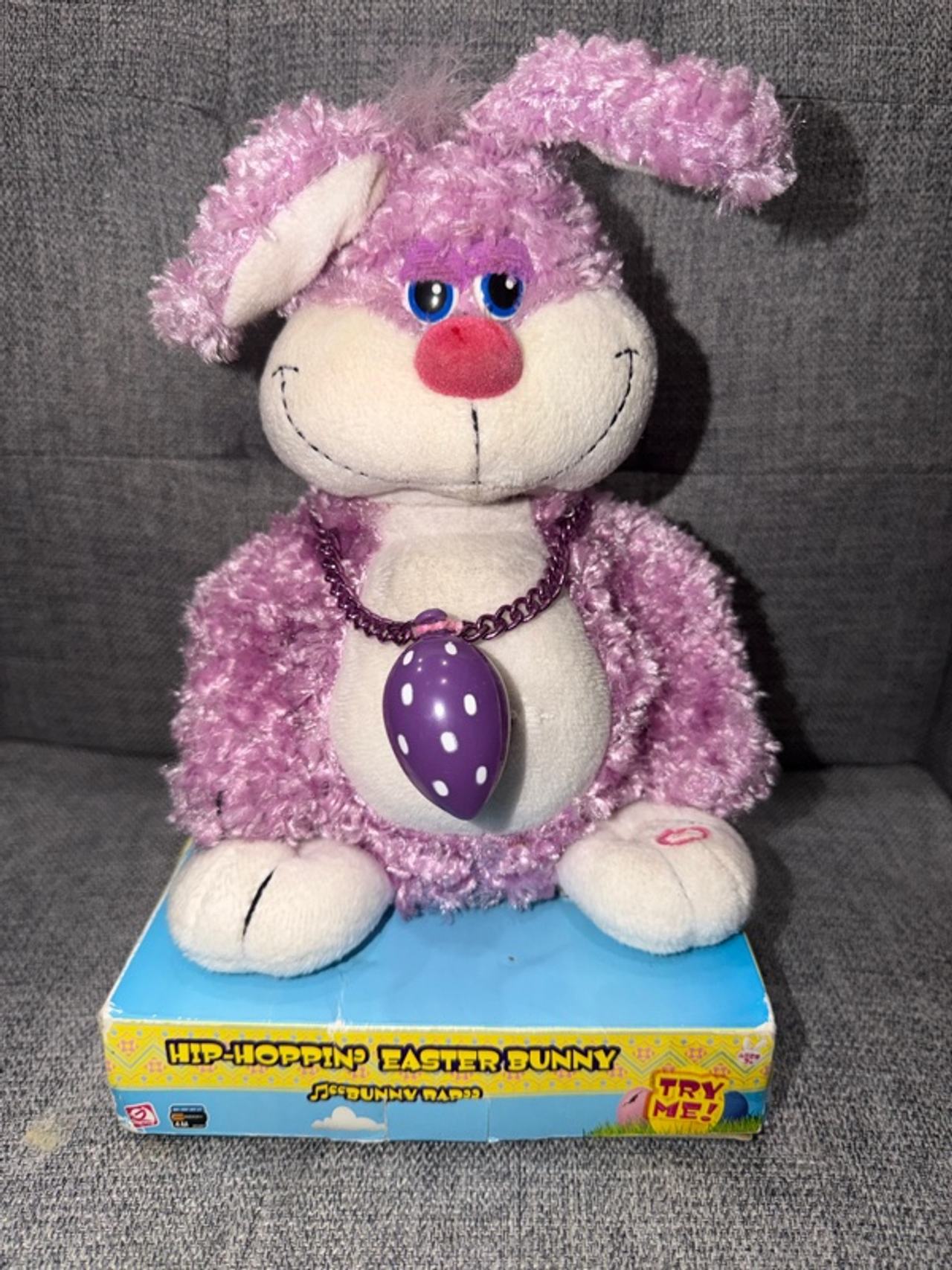 Gemmy Hip-Hoppin' Easter Bunny Pink Plush