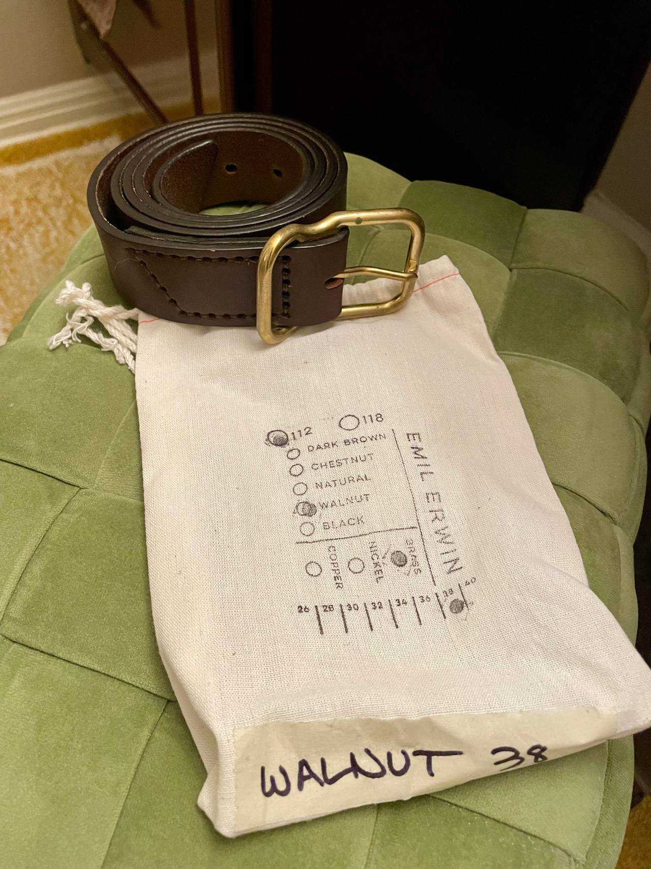 NWOT! Emil Erwin x Imogene + Willie. Leather Belt - Size 38
