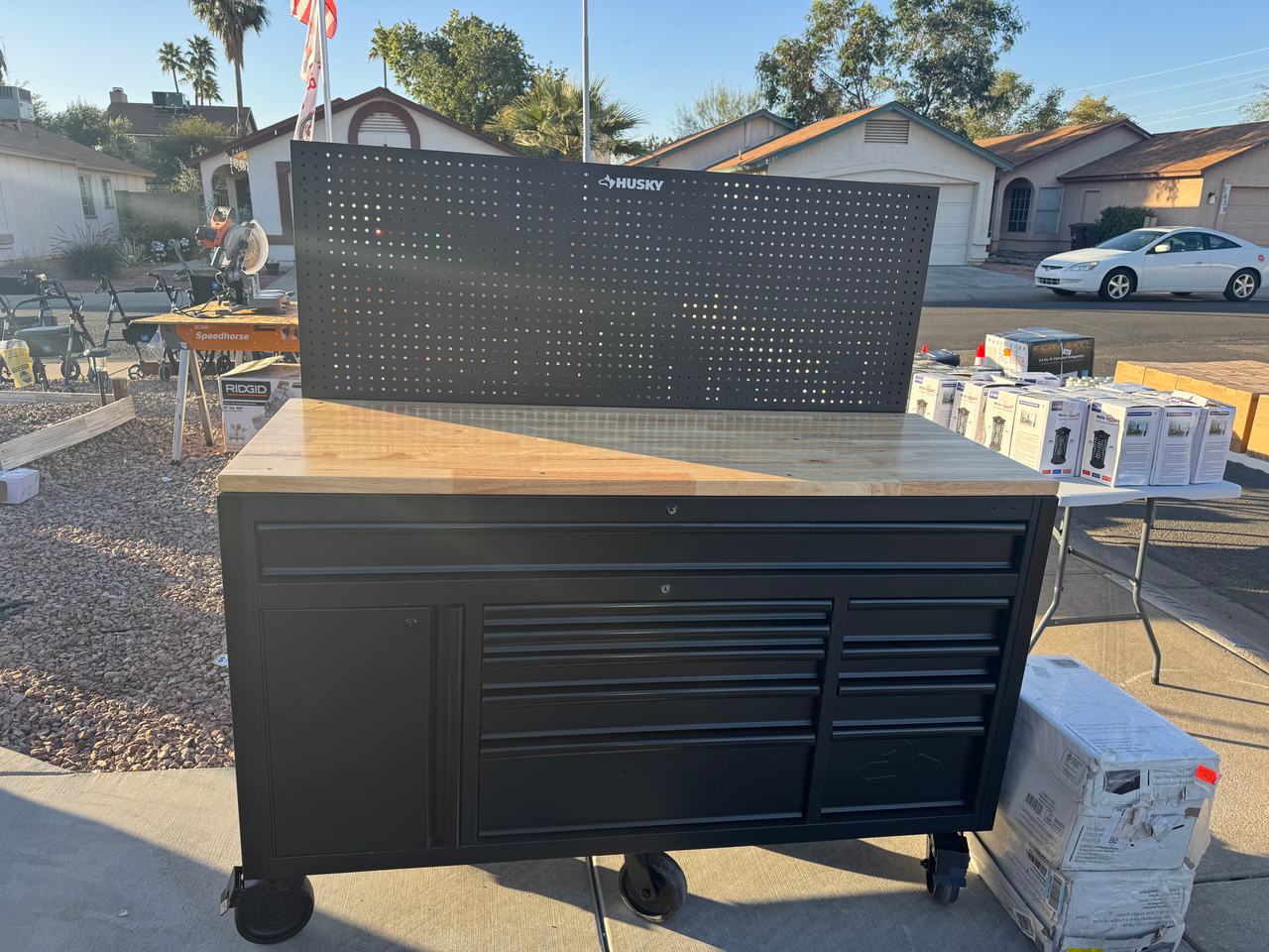 New Husky 61 in. Adjustable Height Mobile Workbench