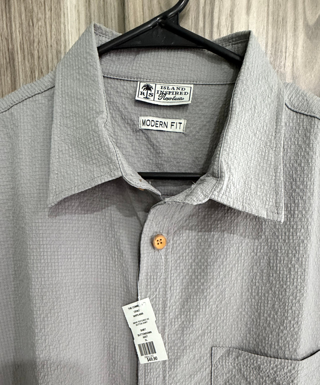 New Island Inspired Resortwear Mens Textured SS Buttondown Shirt L/XL