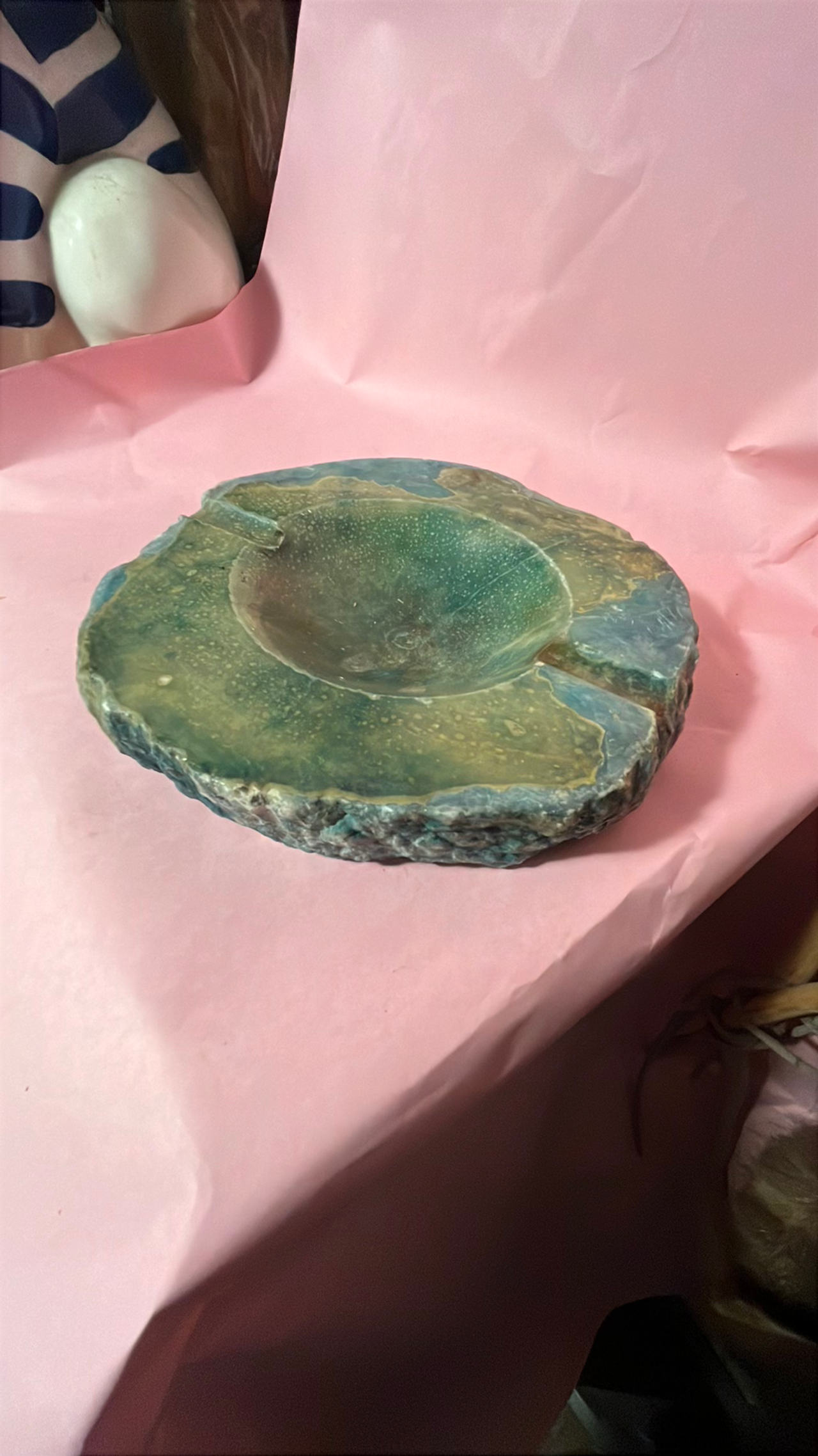 Vintage Green Italian Alabaster Ashtray