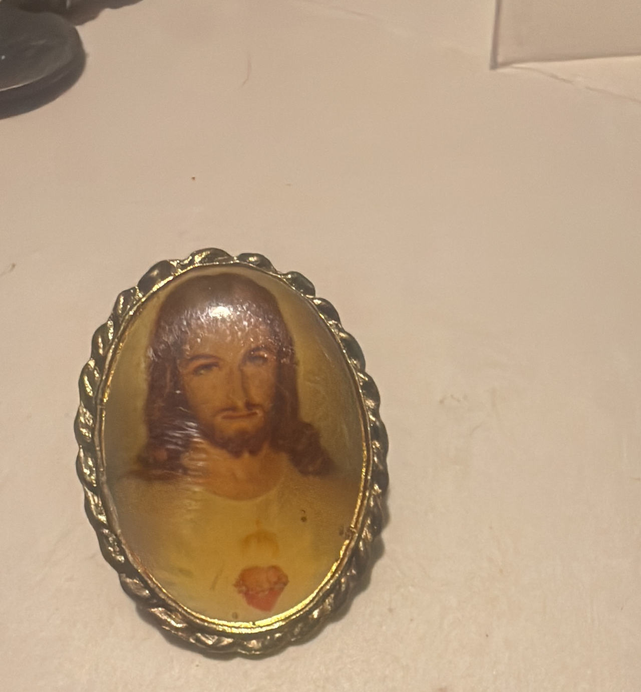 Vintage Sacred Heart of Jesus Brooch Pin