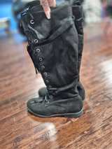 Women's Tall Black Lace-Up Ribbon Boots - Image 1