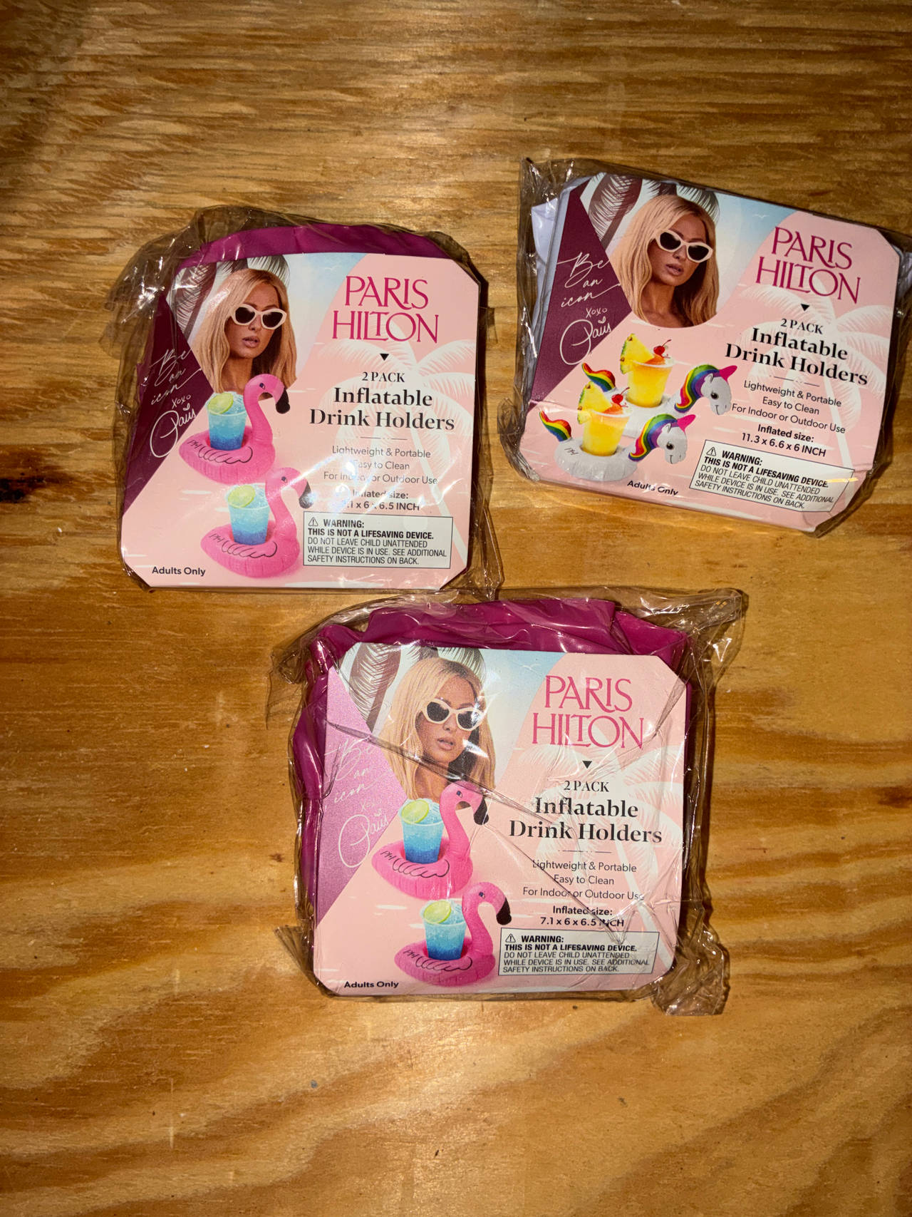 Paris Hilton Inflatable Drink Holders 2-Pack (Set of 3)