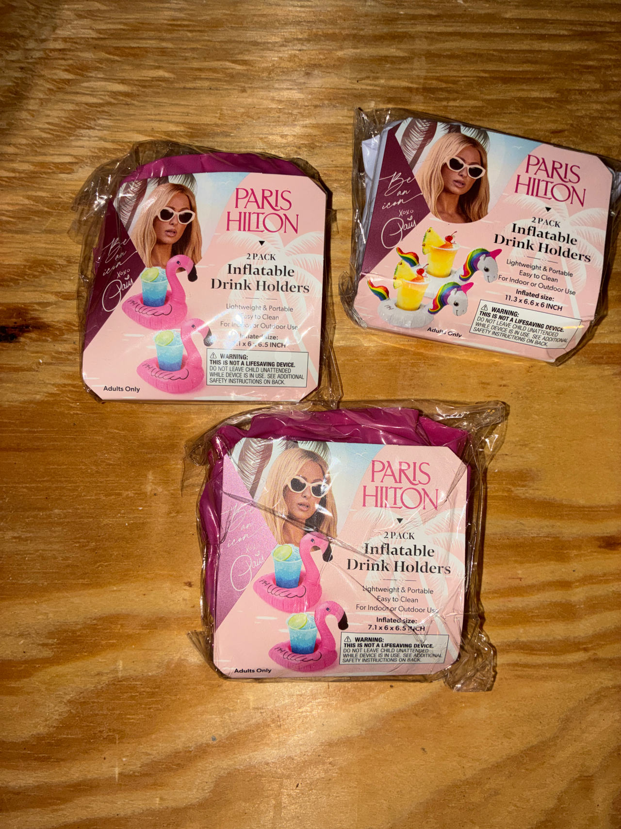 Paris Hilton Inflatable Drink Holders 2-Pack (Set of 3)