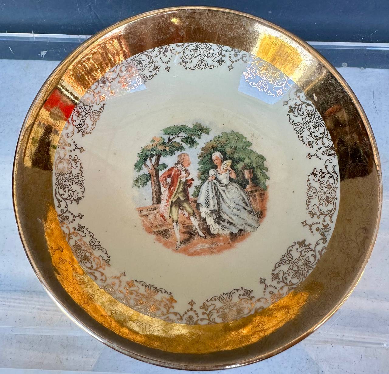 Vintage Sabin Crest-O-Gold 22k Hand Painted Decorative Plate Collectible