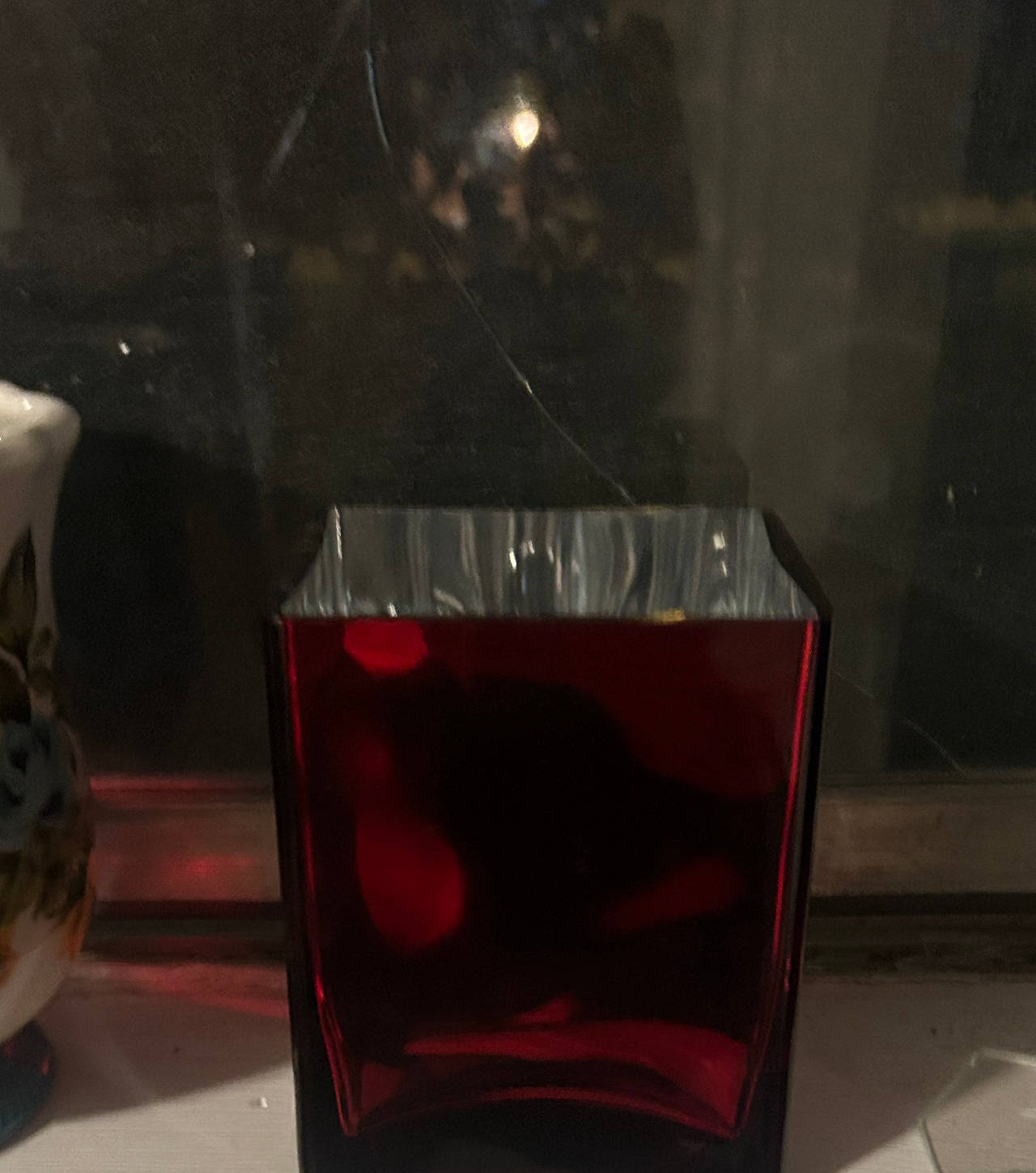 Ruby Red Square Glass Vase