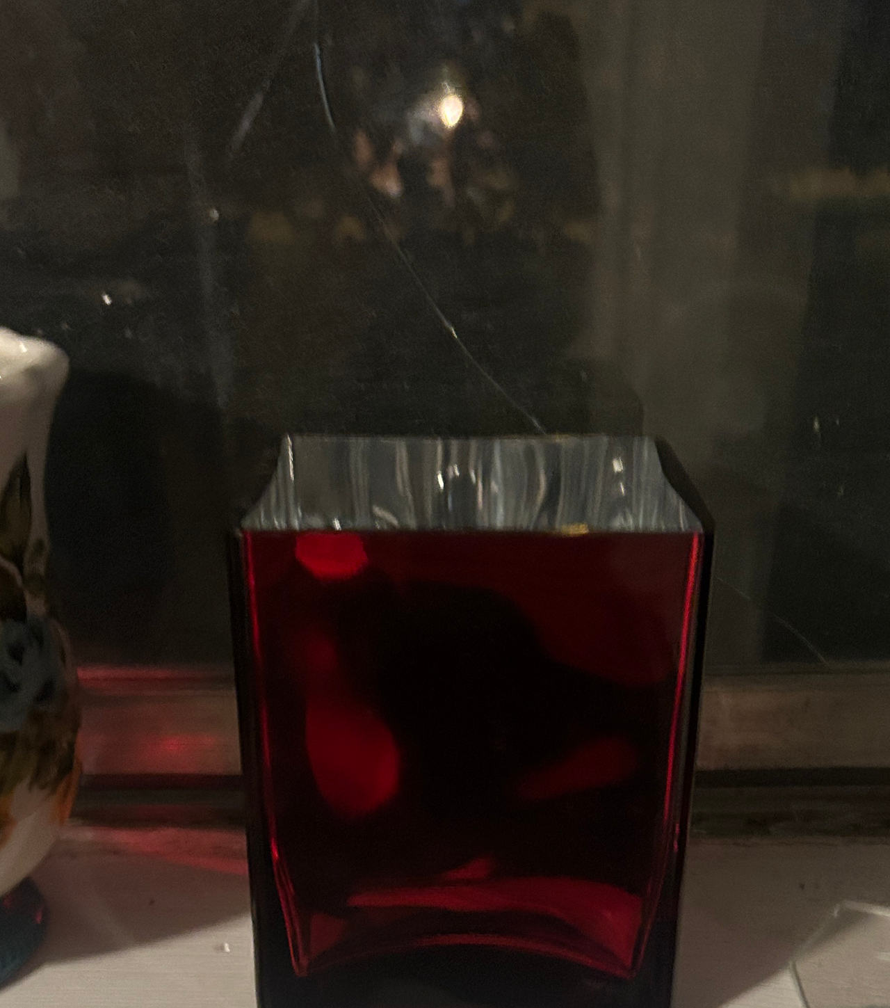 Ruby Red Square Glass Vase
