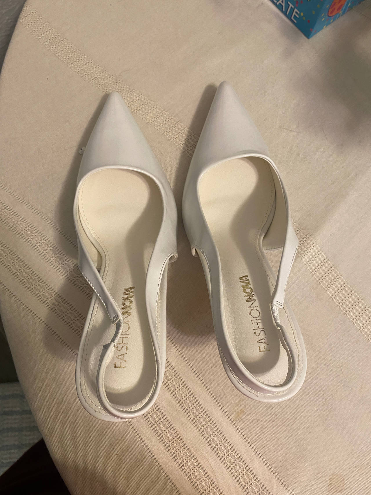 Fashion Nova White Slingback Heels