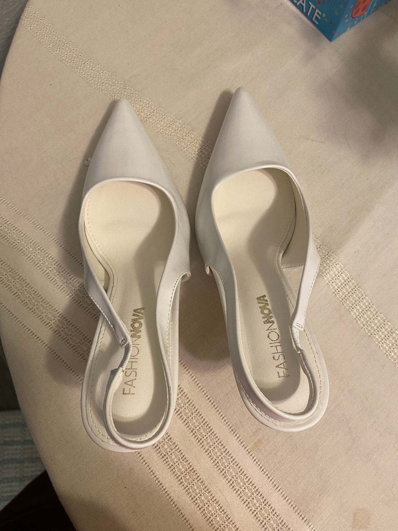 Fashion Nova White Slingback Heels