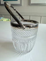 Vintage Crystal Ice Bucket with Silver Plated Rim and Handle - Image 1