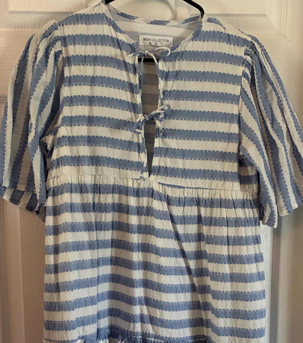 India Collection Striped Tie-Front Blouse