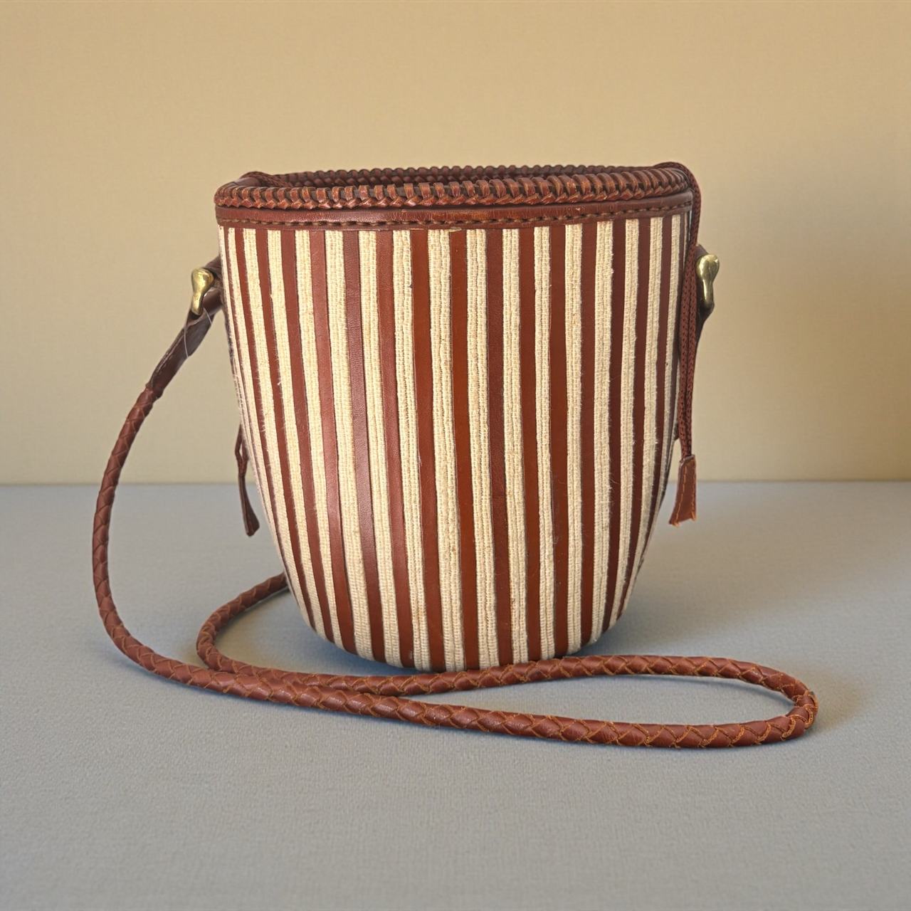 Striped Canvas Bucket Bag