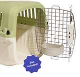 Travel Pet Kennel NEW 20" Plastic with Clip On Bowl Green - Image 4