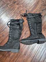 Women's Tall Black Lace-Up Ribbon Boots - Image 2
