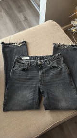 Zara High Waisted Straight Leg Jeans with Raw Hem - Image 1