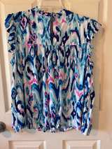 Crown & Ivy Smocked Mock Neck Flutter Sleeve Top - Image 3
