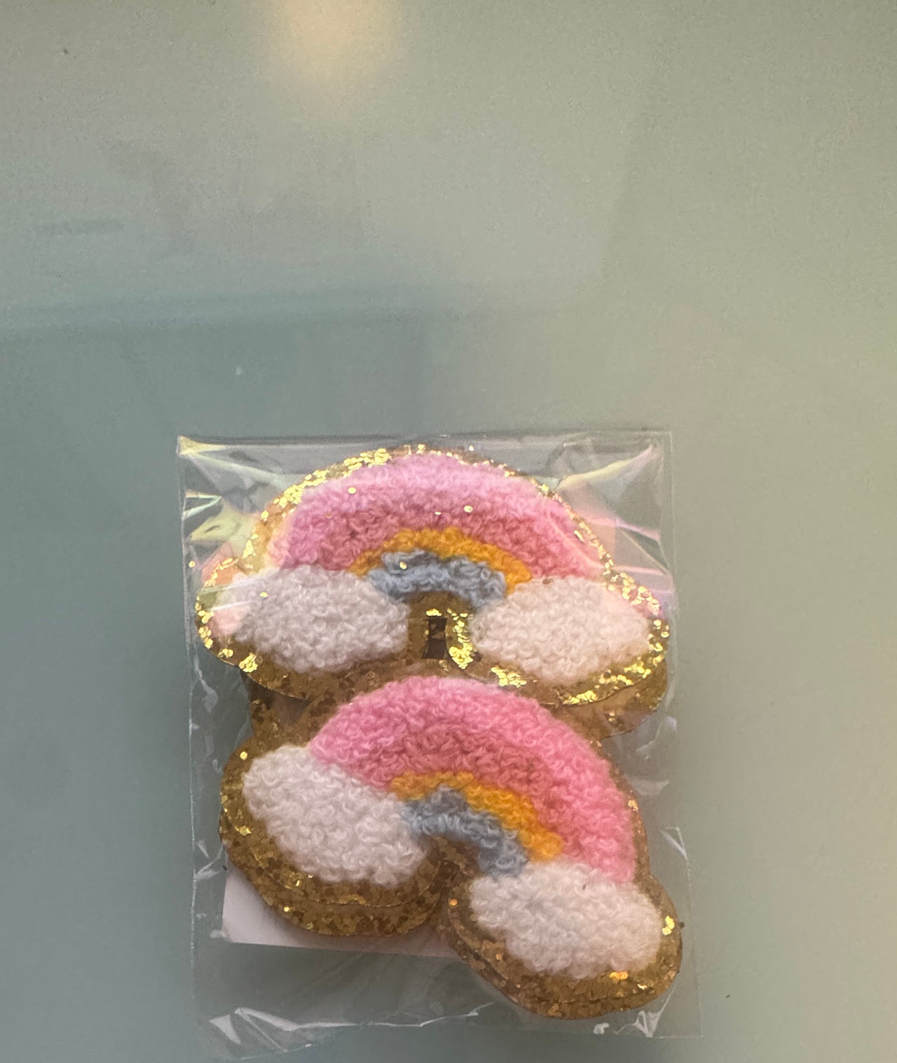 4pc Chenille Rainbow Glitter Iron-On Patches