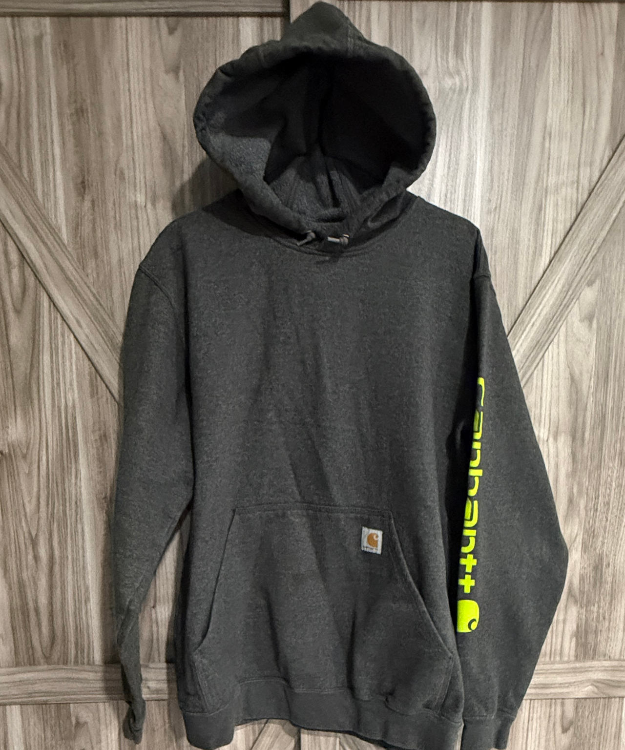 Carhartt Men's Loose Fit Midweight Sleeve Logo Hoodie Medium Carbon Heather