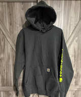 Carhartt Men's Loose Fit Midweight Sleeve Logo Hoodie Medium Carbon Heather - Image 1