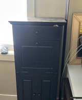 Black Drop-Front Secretary Desk Cabinet - Image 1