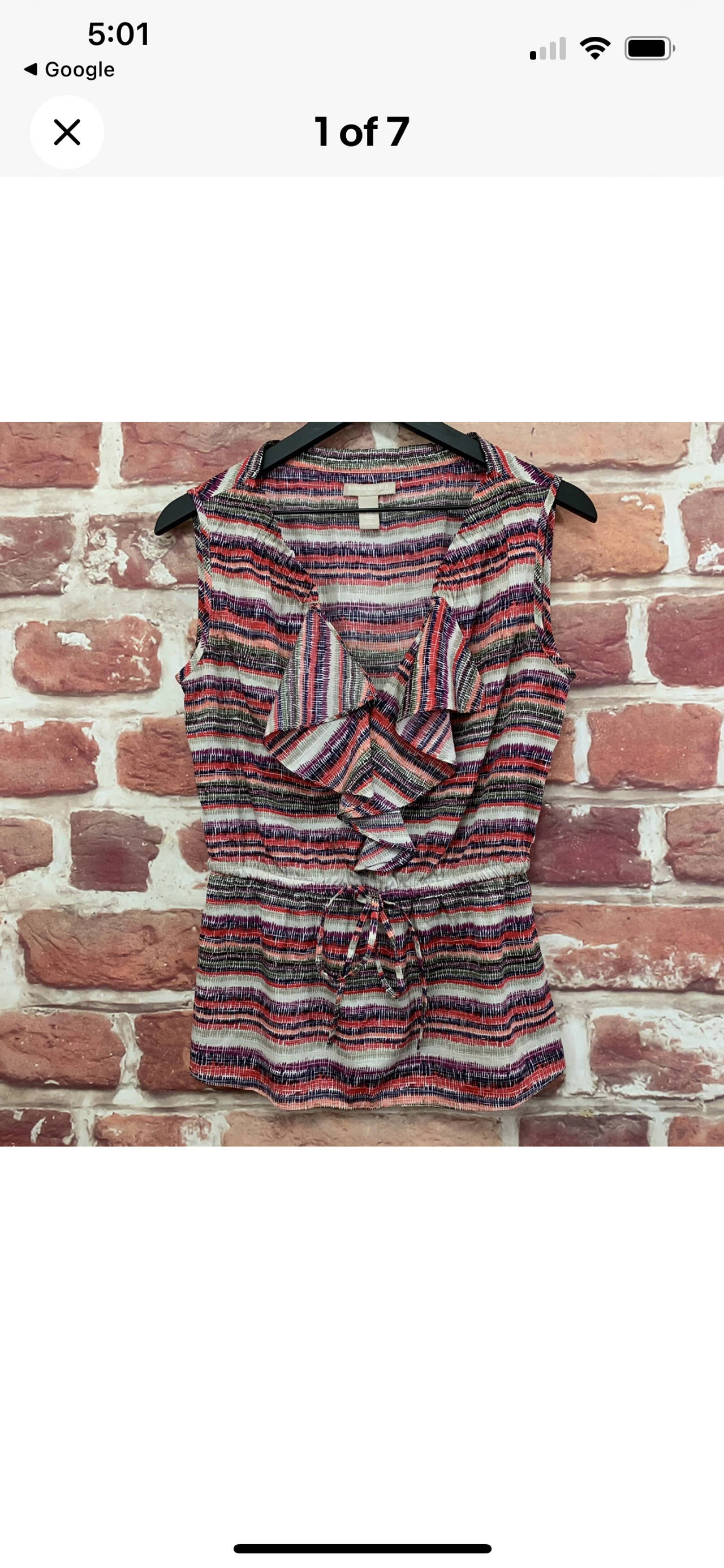 Banana Republic Top Womens Multicolor Striped Abstract Ruffle Blouse