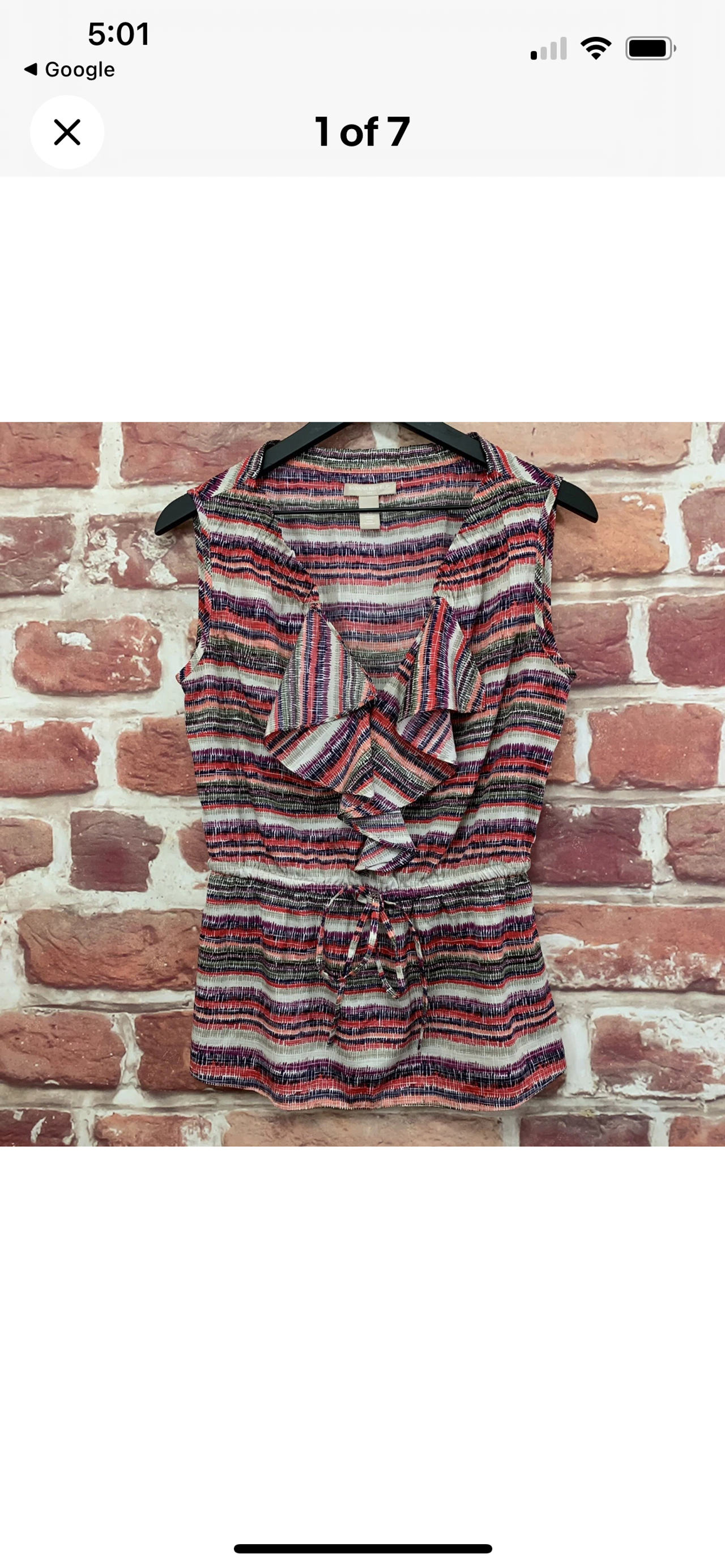 Banana Republic Top Womens Multicolor Striped Abstract Ruffle Blouse