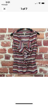 Banana Republic Top Womens Multicolor Striped Abstract Ruffle Blouse - Image 1