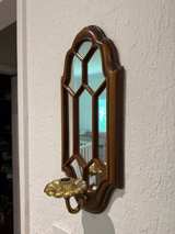 Vintage Cathedral Metal Mirror Wall Sconces Pair - Image 5